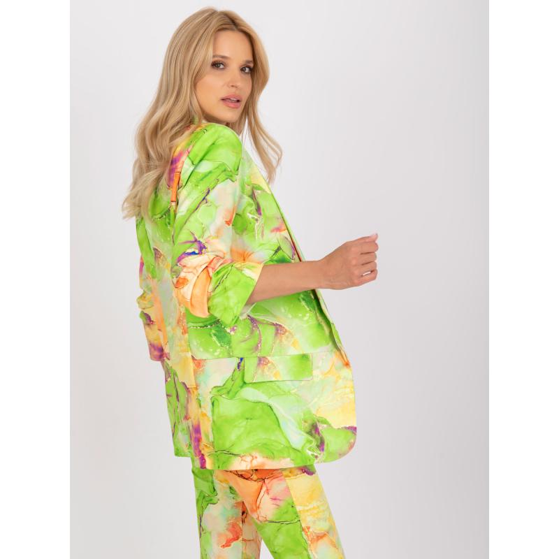 Dámské sako s 3/4 rukávy vzorované SHORA světle zelené 
