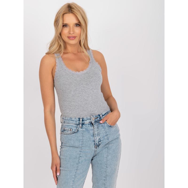 Női felső csipkével NICE sötétszürke