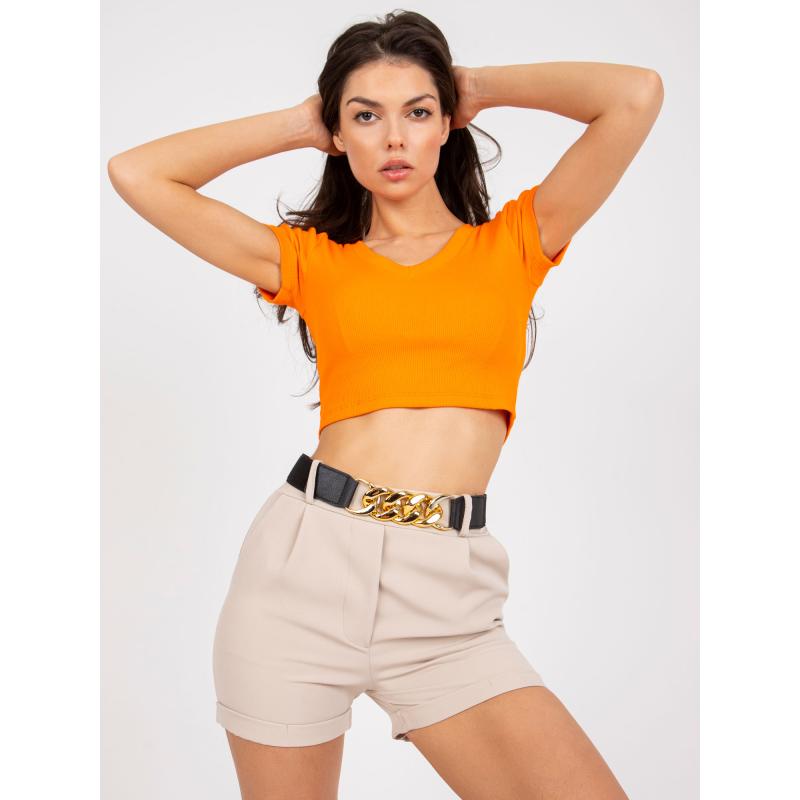 Női egyenes szárú rövidnadrág CHAMBRAY bézs színű