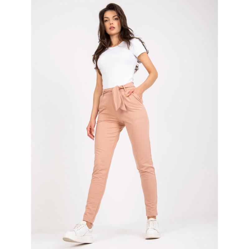 Dámske nohavice s vreckami RUE PARIS béžové