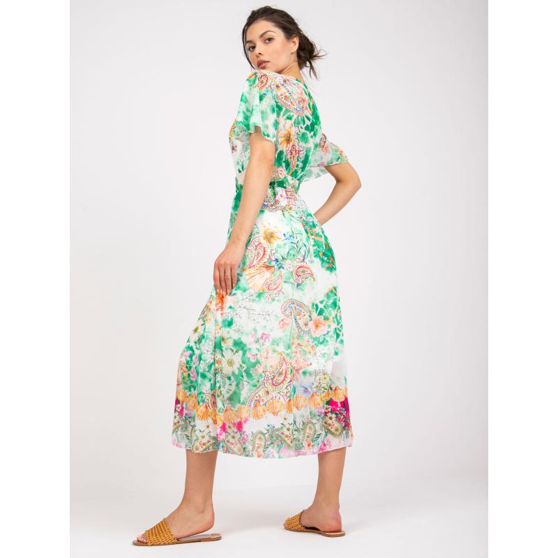 Női nyomtatott rövid ujjú midi ruha RAINA zöld