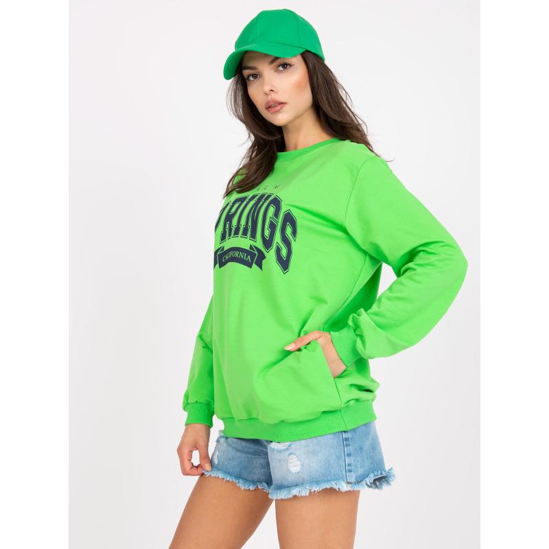 Női pamut kapucnis pulóver ELMER zöld és sötétkék