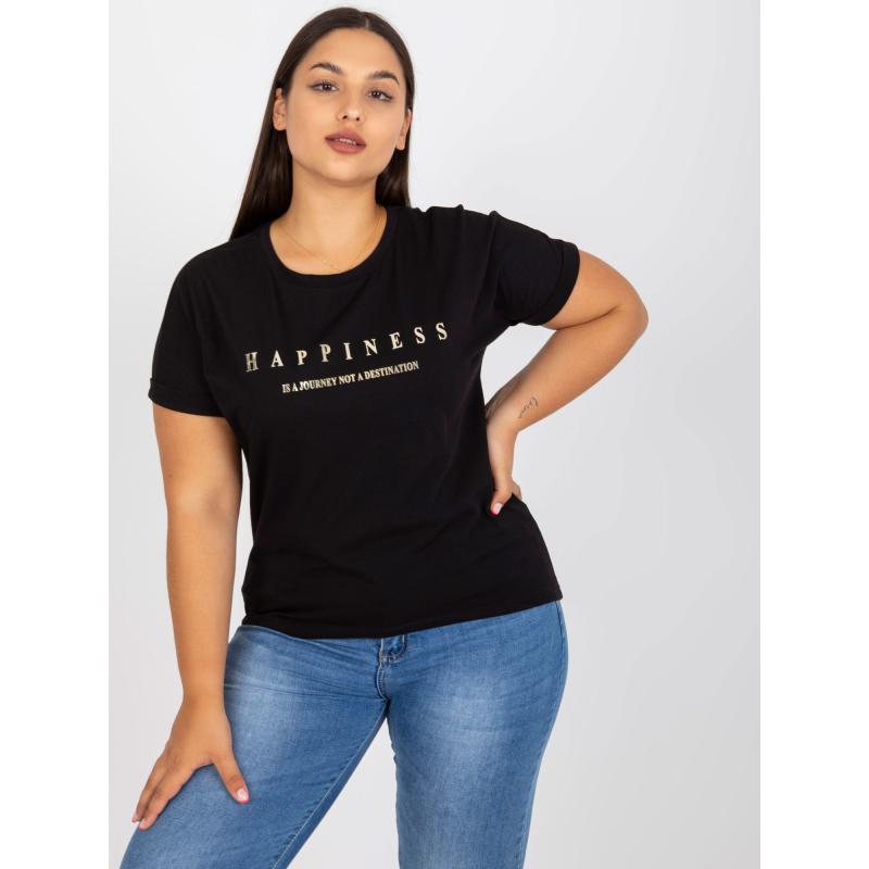 Dámské tričko se zlatým potiskem plus size GOLD černé  