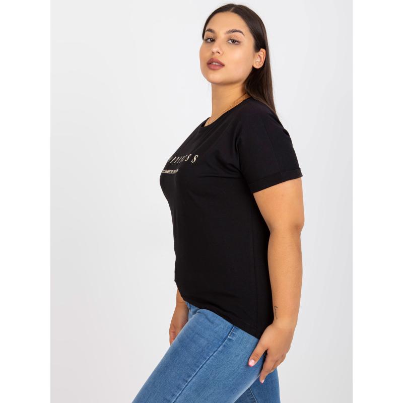 Dámské tričko se zlatým potiskem plus size GOLD černé  