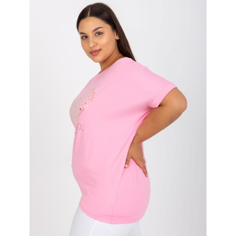 Női plus size laza szabású pamut póló SAY pink