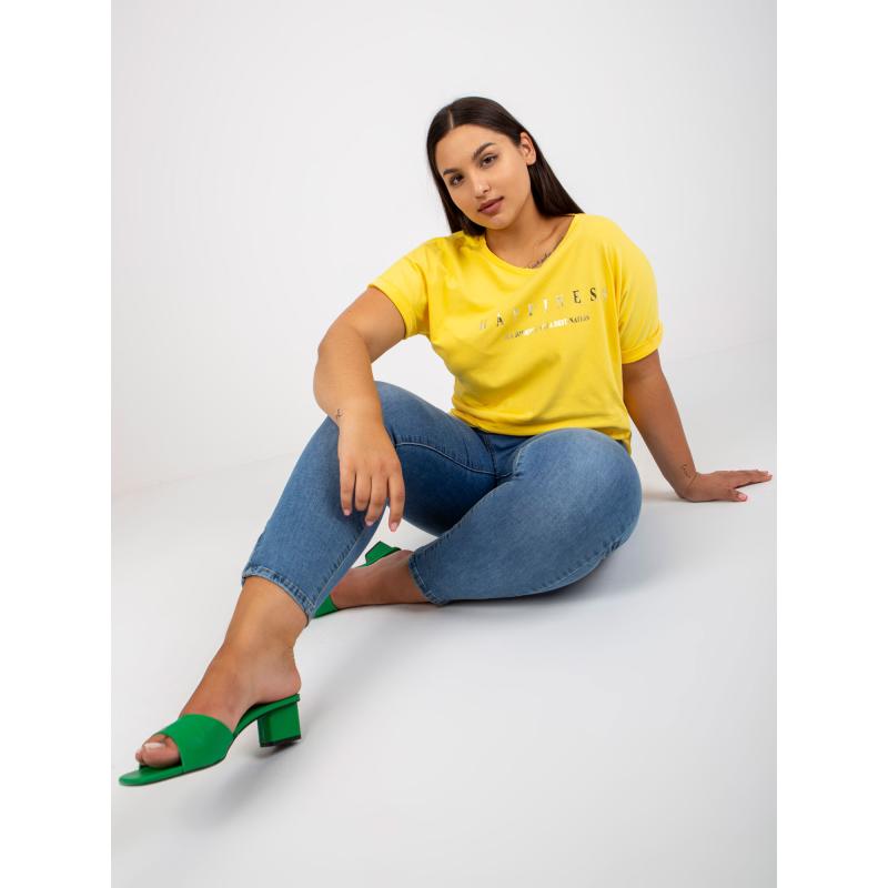 Dámske asymetrické plus size bavlnené tričko GREPA yellow