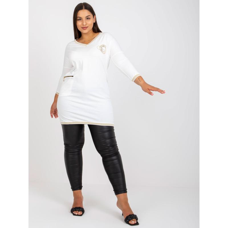 Dámská tunika s výstřihem bavlněná plus size BRIDGET bílá 