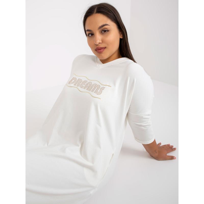 Női nyomtatott tunika pamut plus size DEIDRE ekrü színben