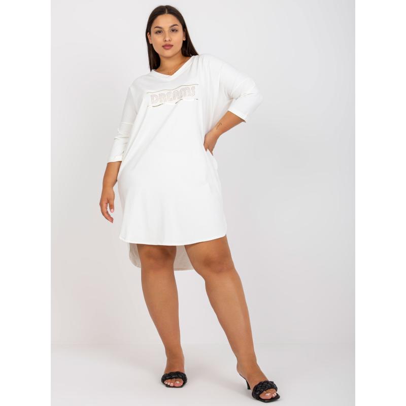 Női nyomtatott tunika pamut plus size DEIDRE ekrü színben