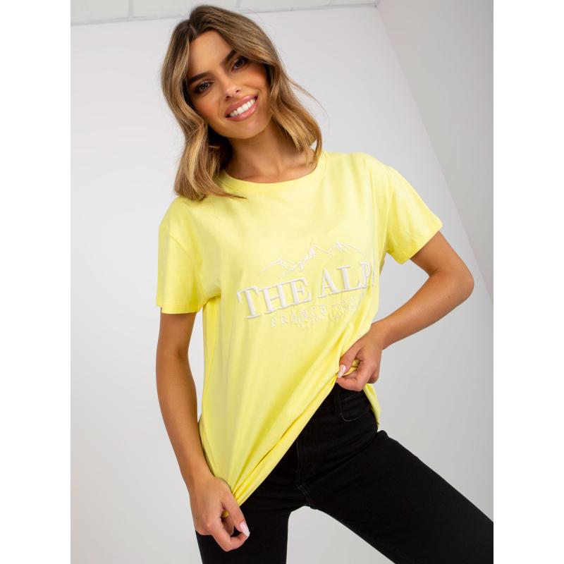 Dámské tričko s nápisy bavlněné SEPAY žluté a bílé 