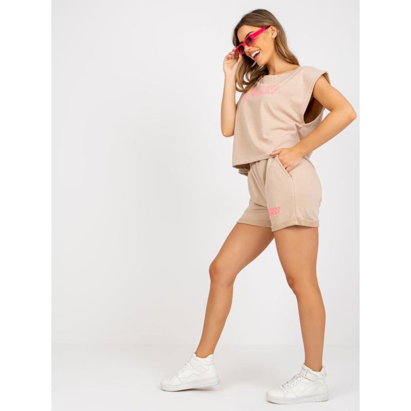 Dámsky dvojdielny bavlnený teplákový úbor PRUDENCE béžový