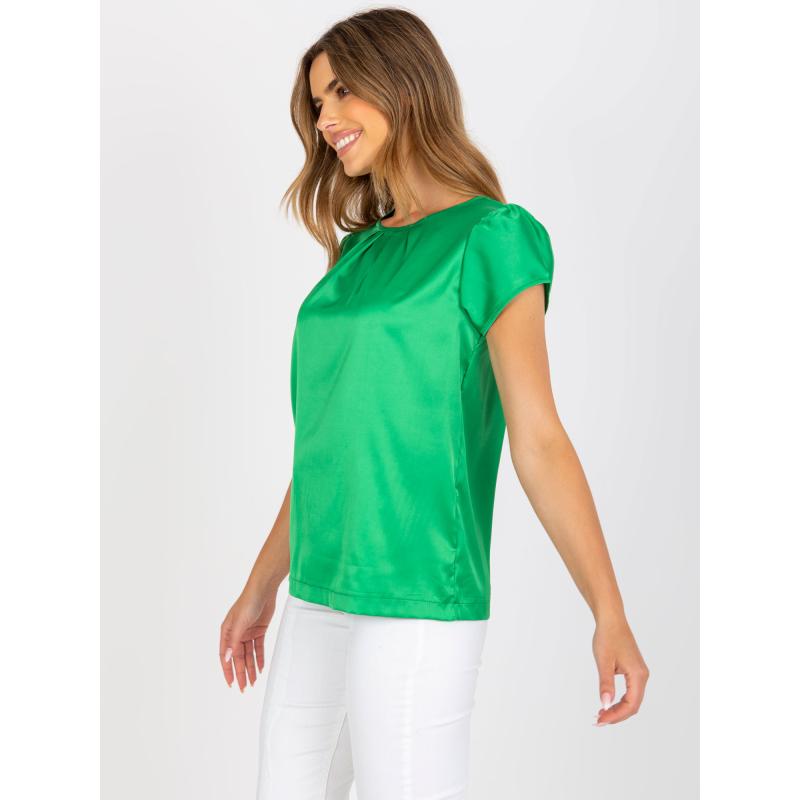 Dámská halenka z imitace saténu RUE PARIS zelená