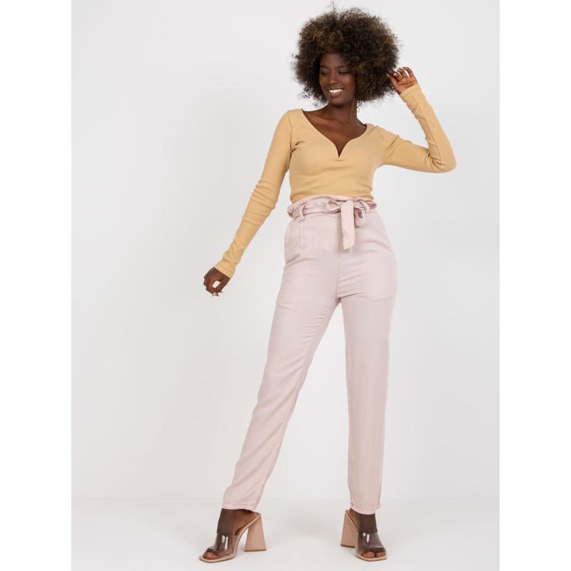 Dámské kalhoty s kapsami DRU světle růžové 