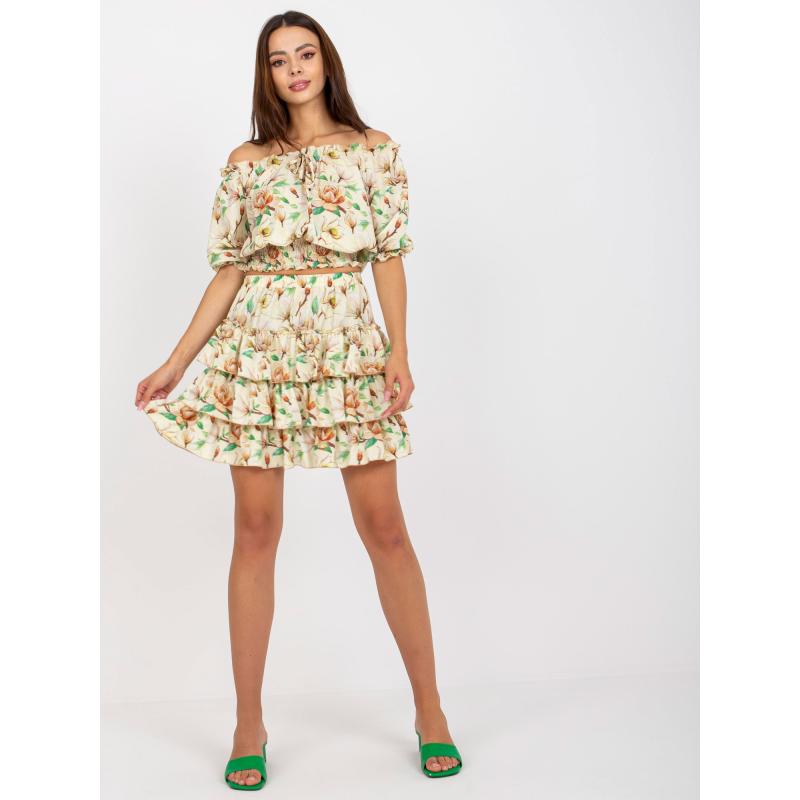 Női szett miniszoknyával SKIRT sárga és bordó színben