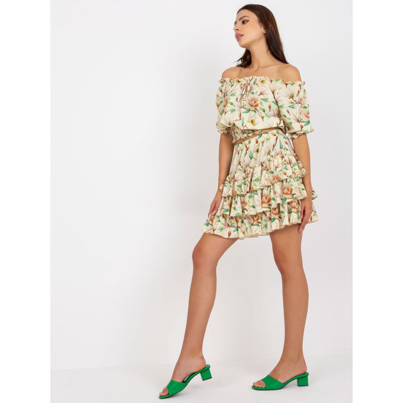 Női szett miniszoknyával SKIRT sárga és bordó színben