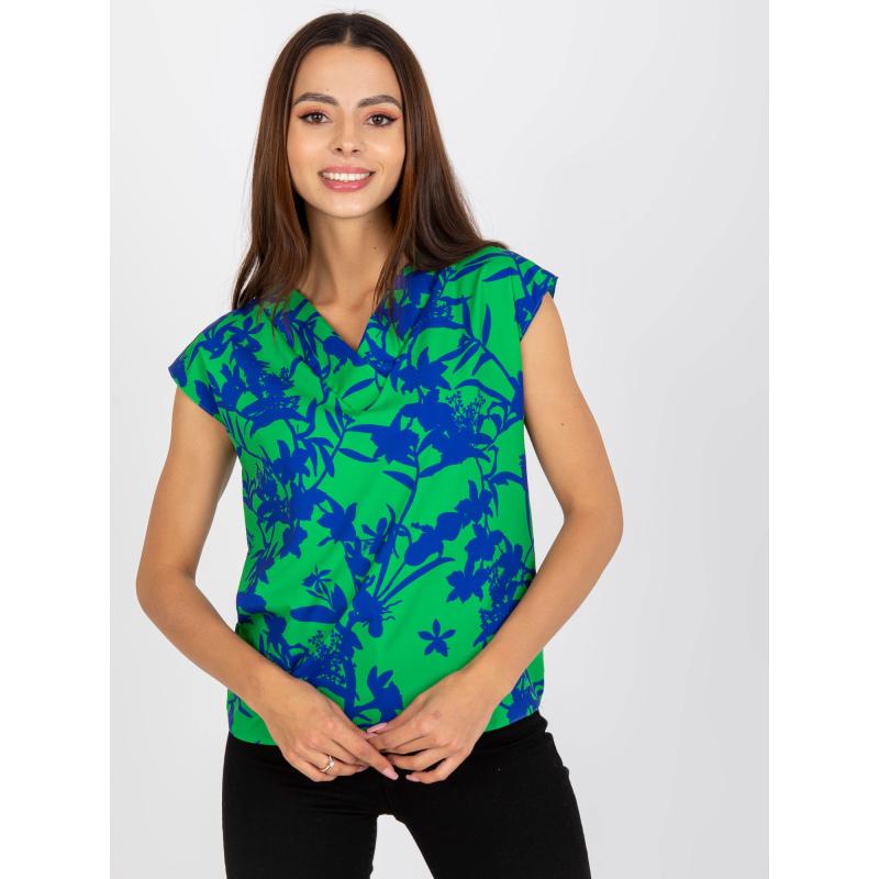 Dámská halenka s potiskem RUE PARIS zeleno modrá 