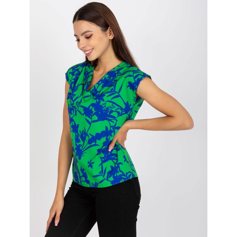 Dámská halenka s potiskem RUE PARIS zeleno modrá 