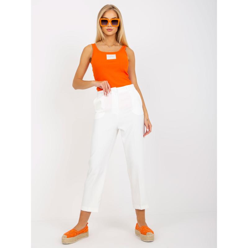 Dámske nohavice s vreckami RUE PARIS biele