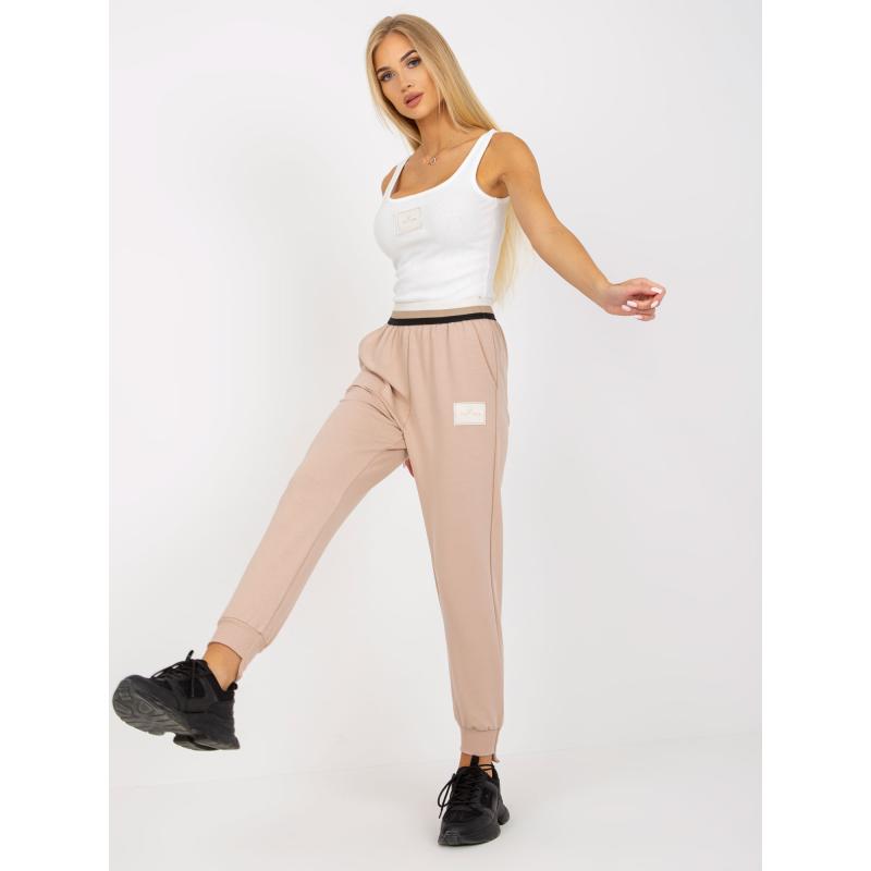 Dámske tepláky s vysokým pásom OCH BELLA beige