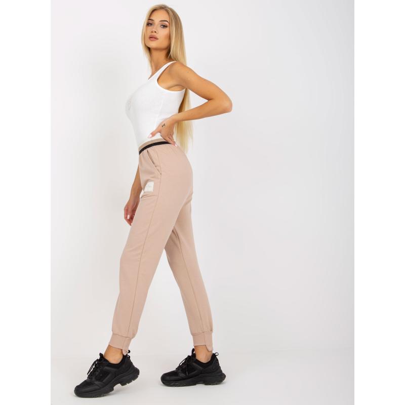 Dámske tepláky s vysokým pásom OCH BELLA beige