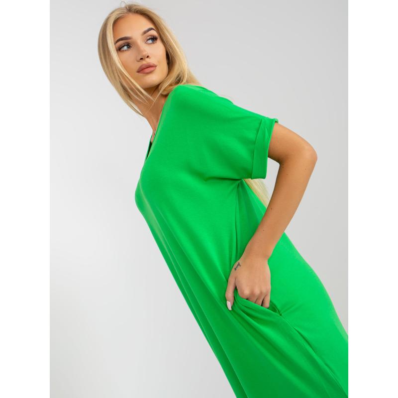 Dámské šaty s kapsami oversize OCH BELLA zelené  