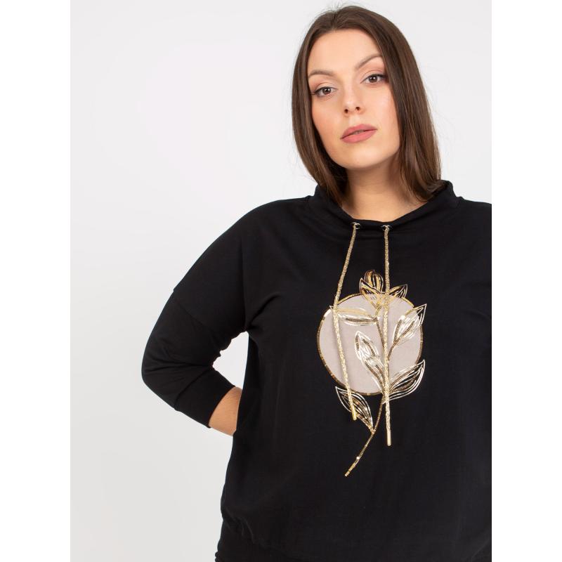 Női plus size nyomtatott blúz CHRYSTA fekete