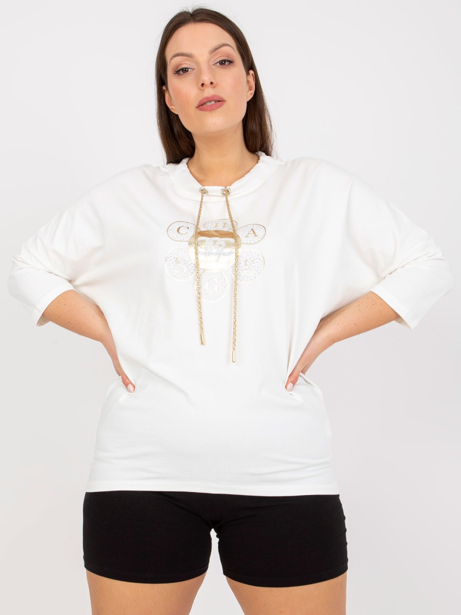 Dámska blúzka s potlačou plus size ROMEO ecru