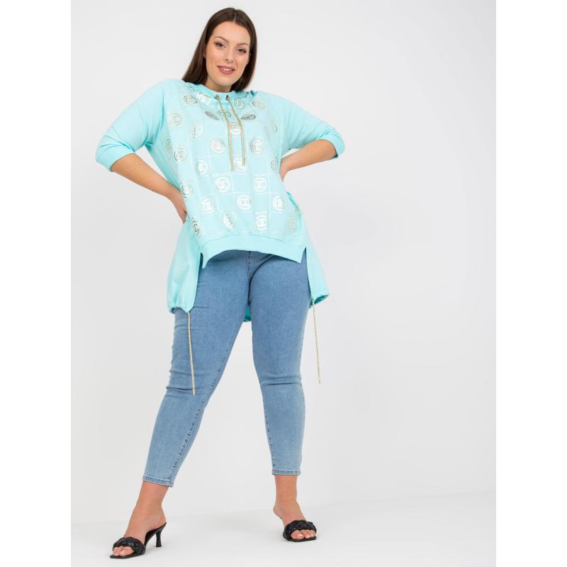 Dámská halenka s potiskem bavlněná plus size MITA mátová  