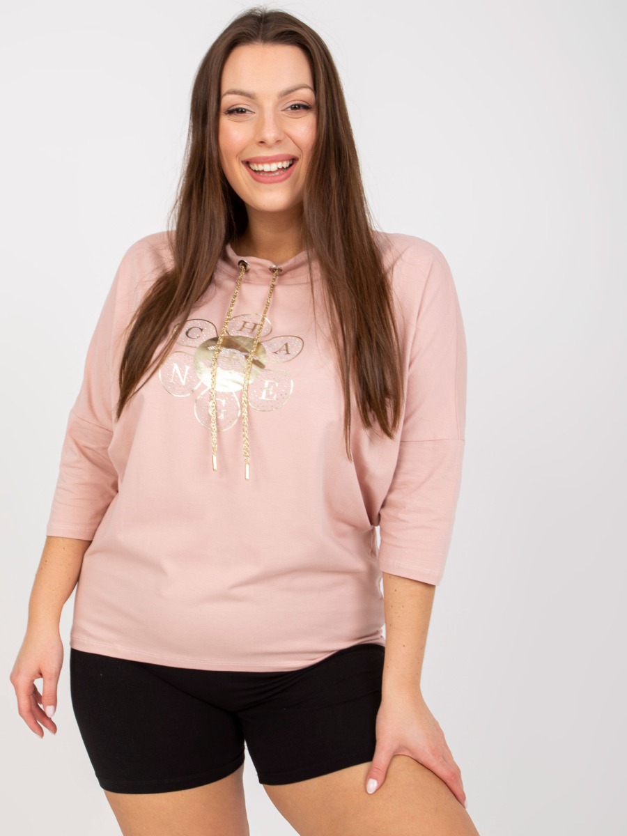 Dámska blúzka s 3/4 rukávmi plus size WESTON pink