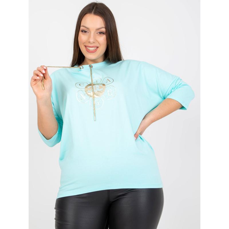 Női plus size pamut blúz ELLISON menta zöld
