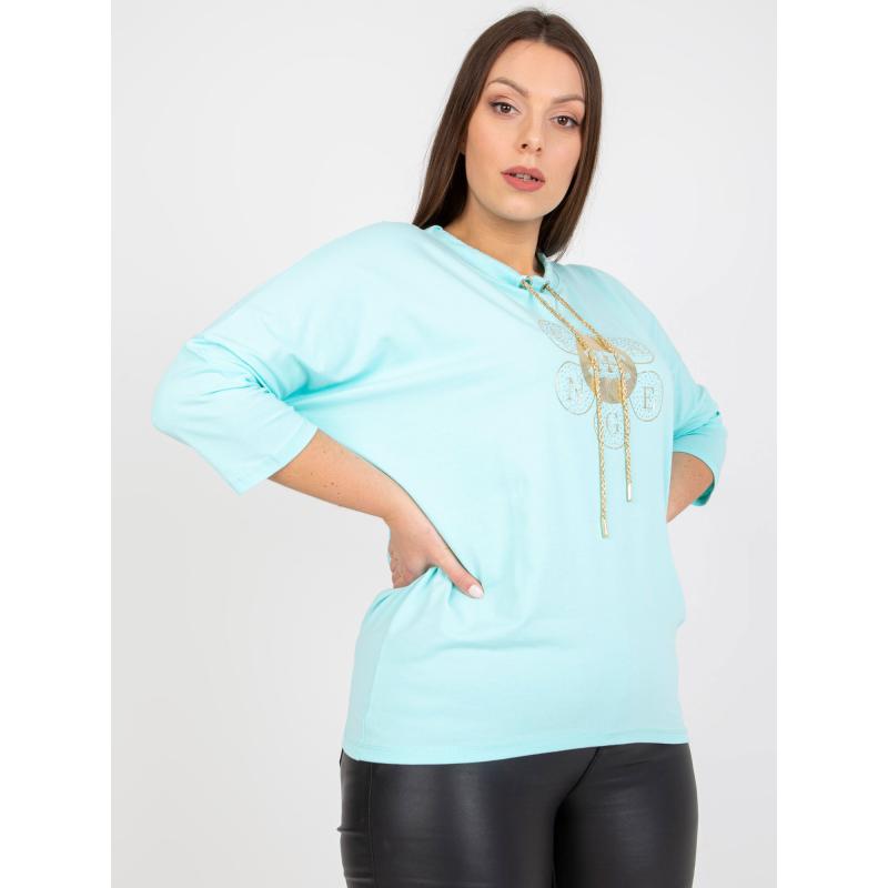 Női plus size pamut blúz ELLISON menta zöld