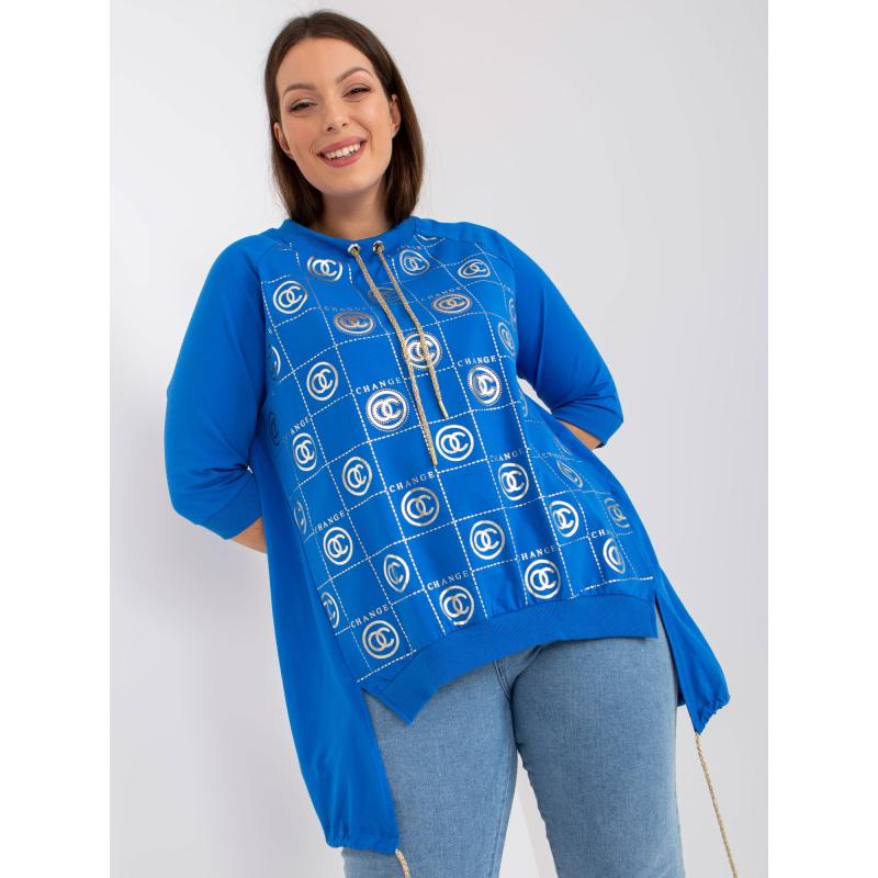 Dámská halenka s nášivkou volná plus size FREE tmavě modrá 