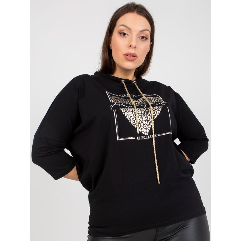 Női nyomtatott plus size blúz NILES fekete