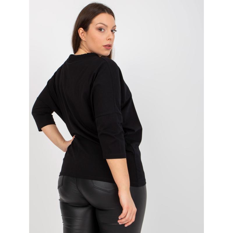 Női nyomtatott plus size blúz NILES fekete