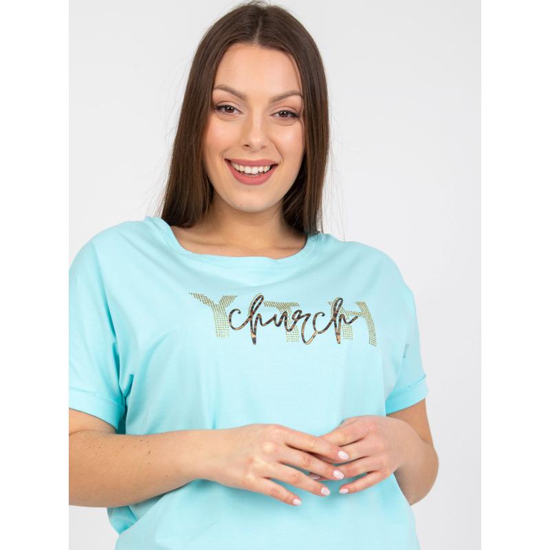 Dámské triko s výstřihem na zádech plus size ASHLYN mátové  