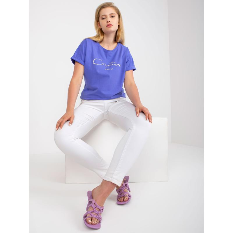 Dámské tričko s krátkým rukávem bavlněné plus size DERICA fialové  