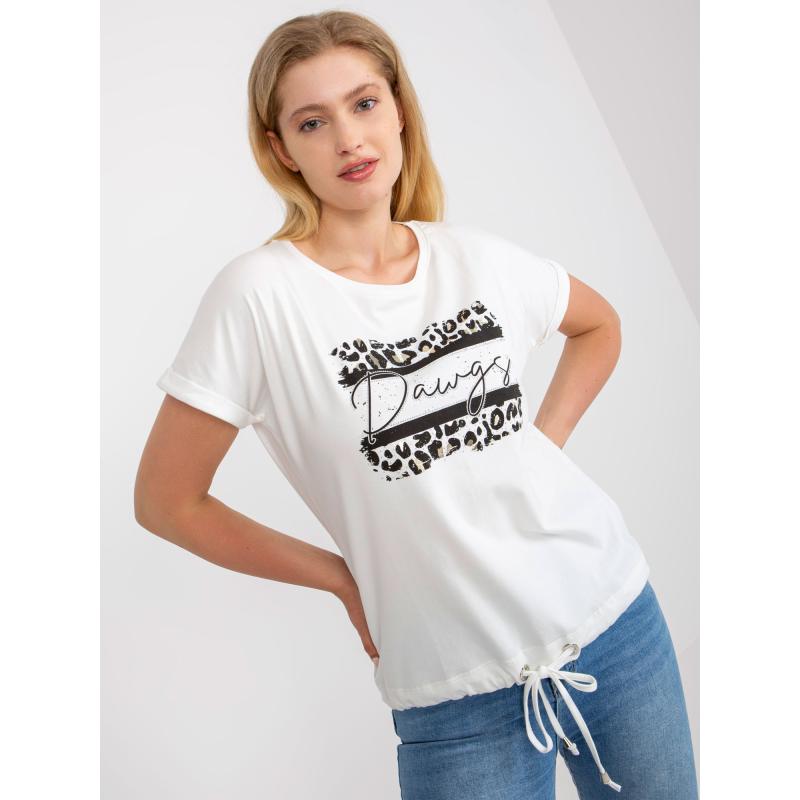 Dámské tričko s kulatým výstřihem bavlněné plus size DERRIS bílé 