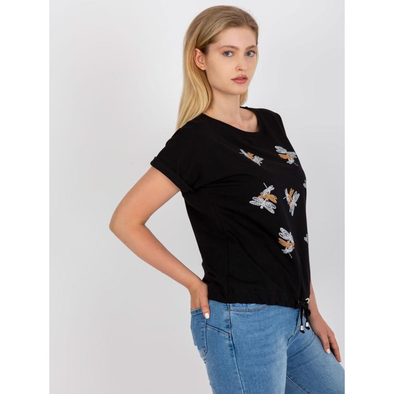 Dámske bavlnené plus size tričko OTHELLO black