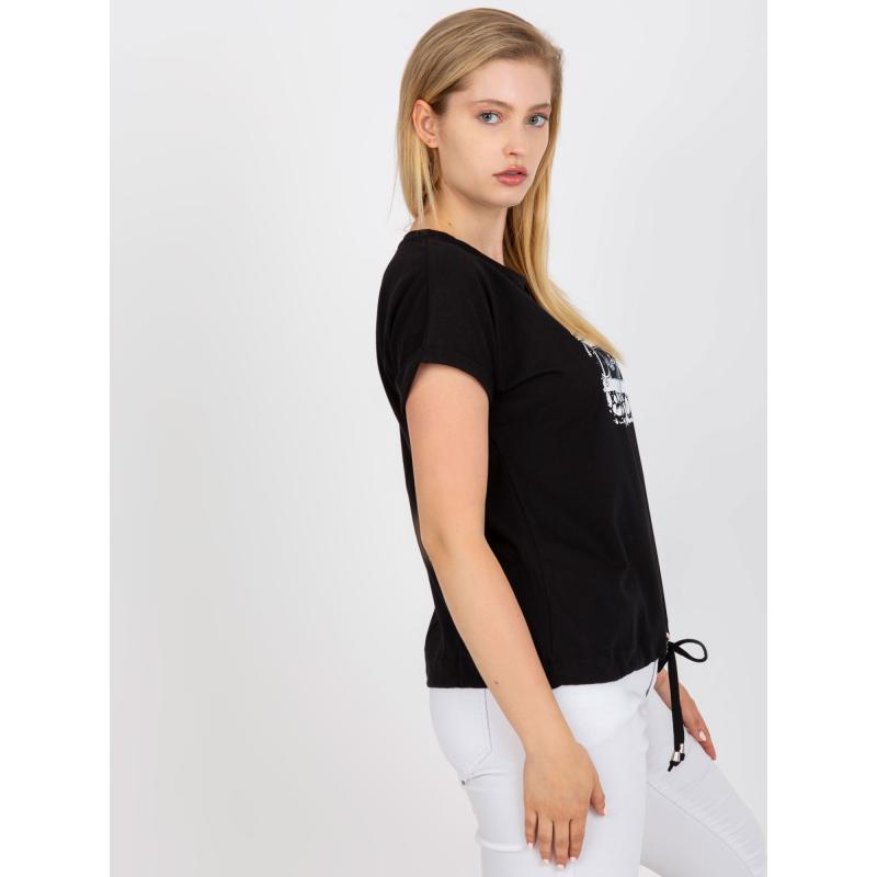 Dámské tričko s potiskem plus size LINDSAY černé 