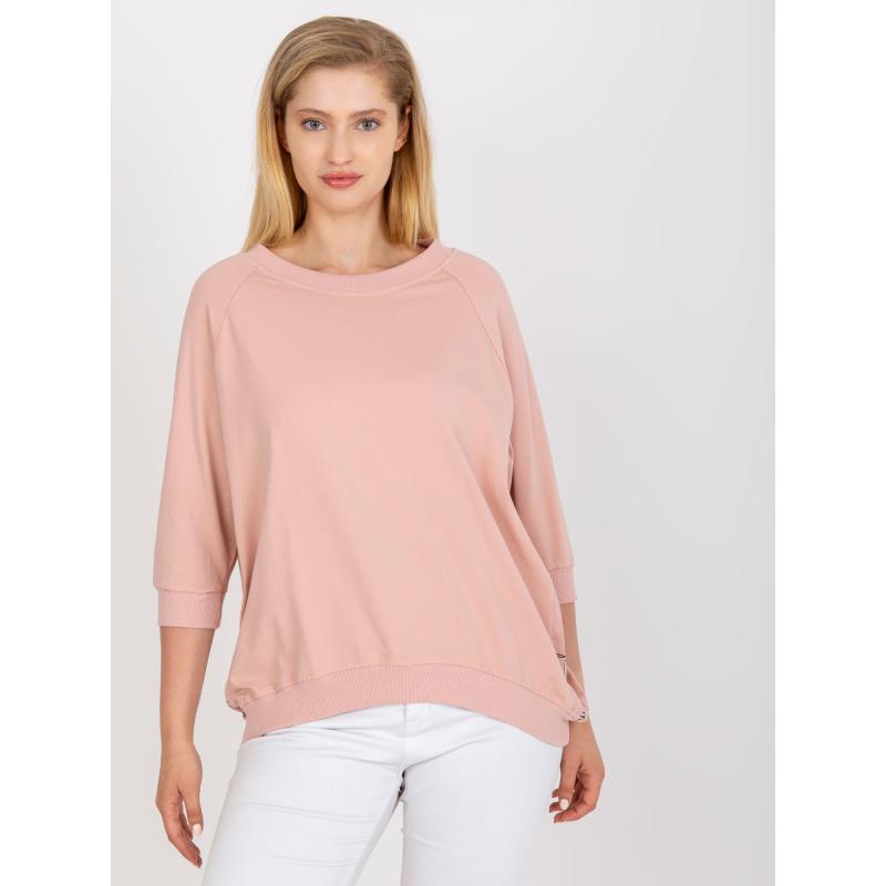 Dámska blúzka s okrúhlym výstrihom plus size DONELL pink