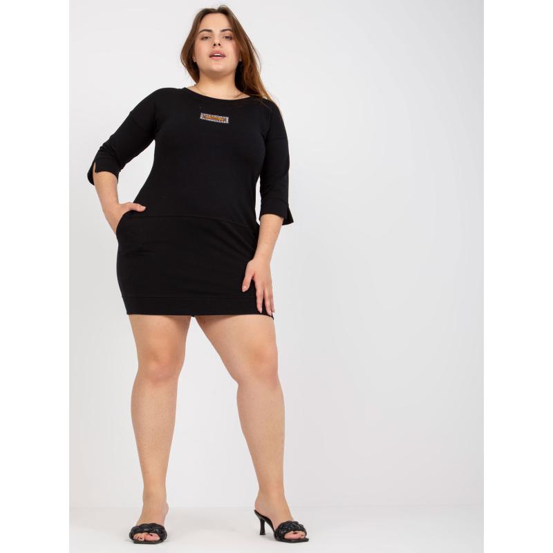 Női zsebes plus size miniruha WENDA fekete