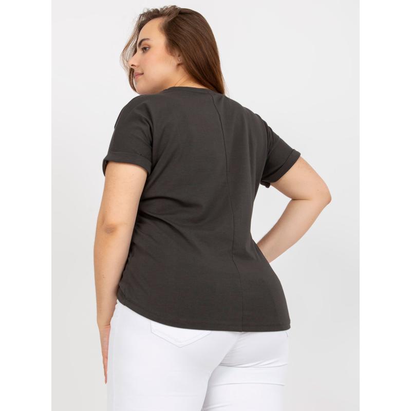 Dámské tričko asymetrické plus size bavlněné  MIA khaki 