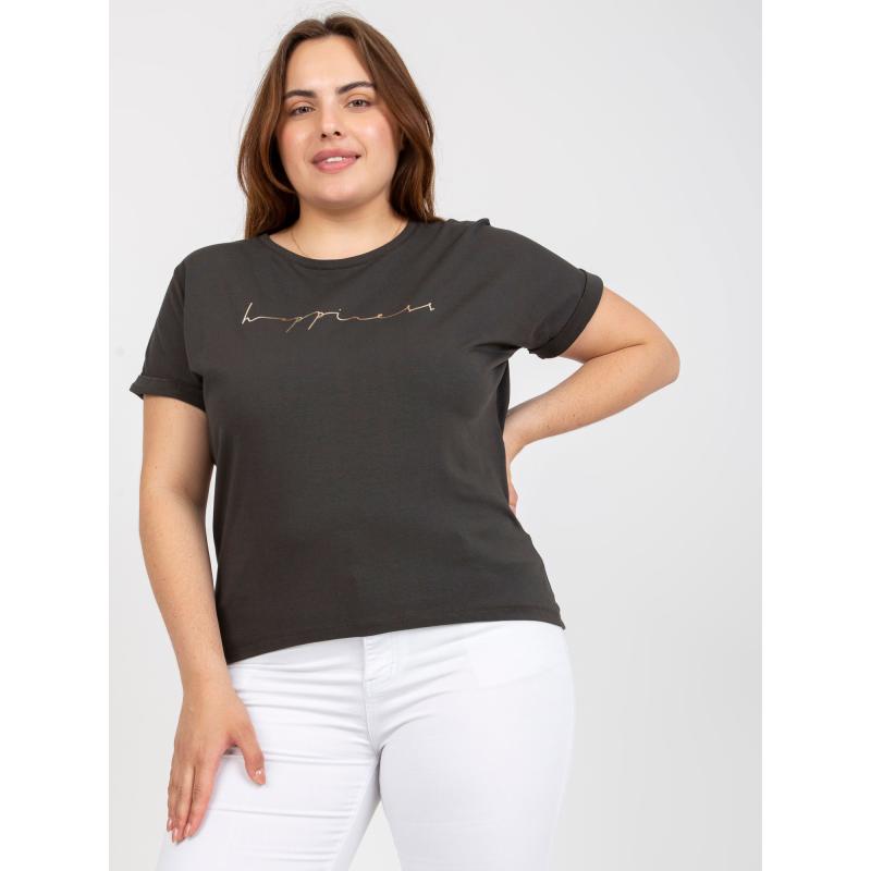 Dámské tričko asymetrické plus size bavlněné  MIA khaki 