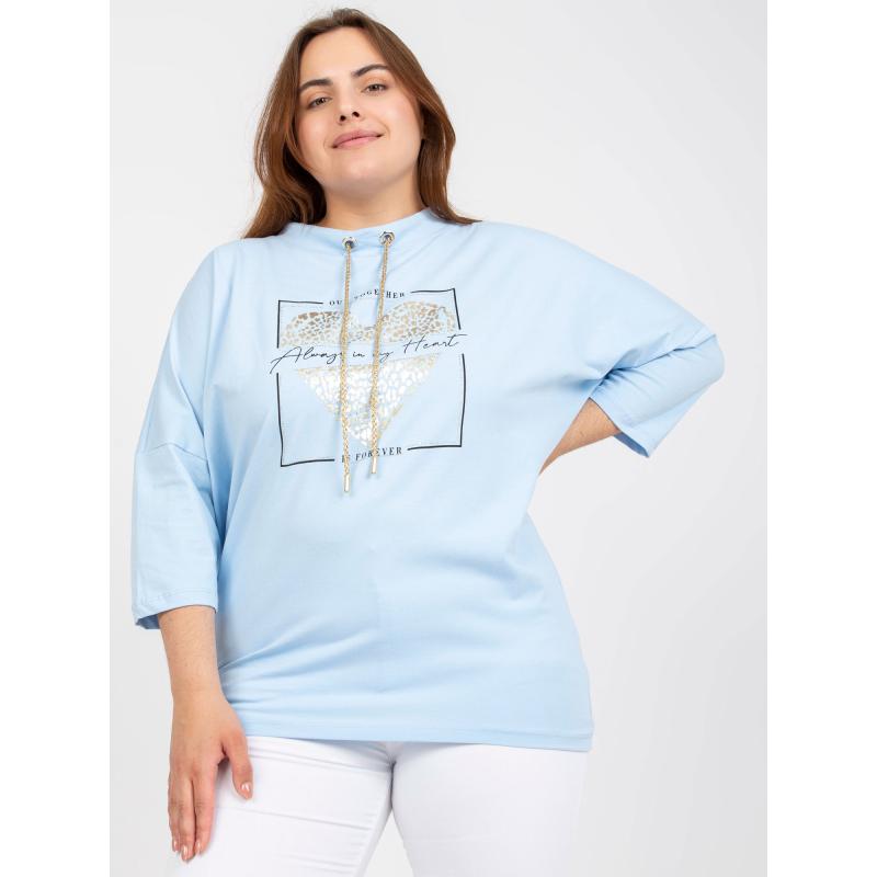 Női plus size blúz 3/4 ujjal CLARA világoskék színben