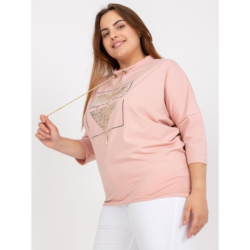 Női plus size pamut blúz CLARABEL rózsaszín