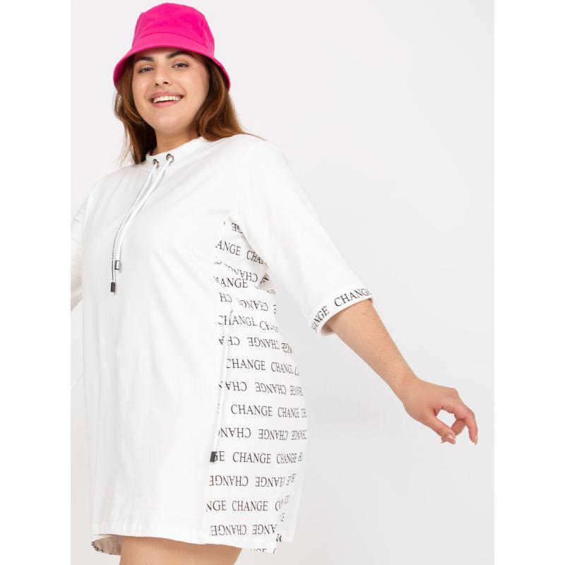 Dámské šaty s nápisy mini plus size BEULAH bílé  