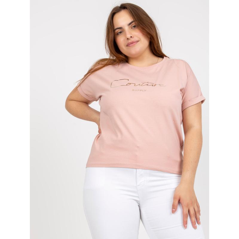 Dámské tričko se sloganem plus size ITA růžové 