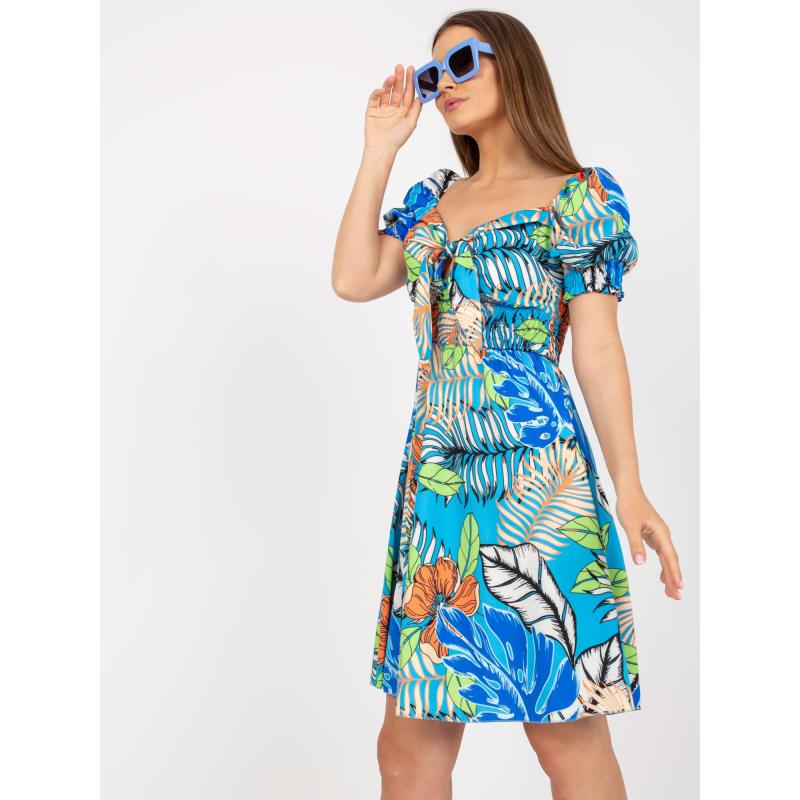 Dámské šaty se zavazováním za krkem DEBORAH modré 