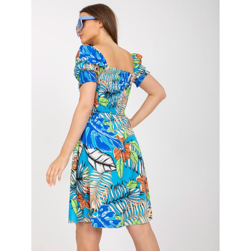 Dámské šaty se zavazováním za krkem DEBORAH modré 