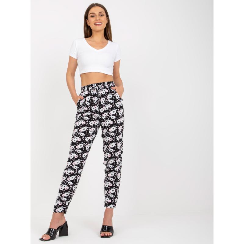 Dámské kalhoty květinové SUBLEBEL černé 